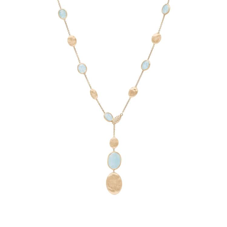 Marco Bicego Siviglia 18ct Yellow Gold Aquamarine Diamond Adjustable Lariat Necklace