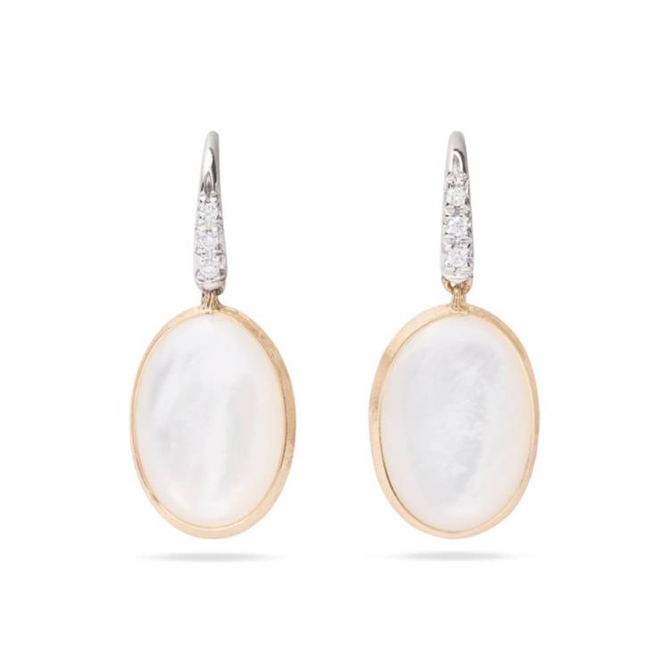 Marco Bicego Siviglia 18ct Yellow Gold Mother of Pearl Diamond Hook Earrings