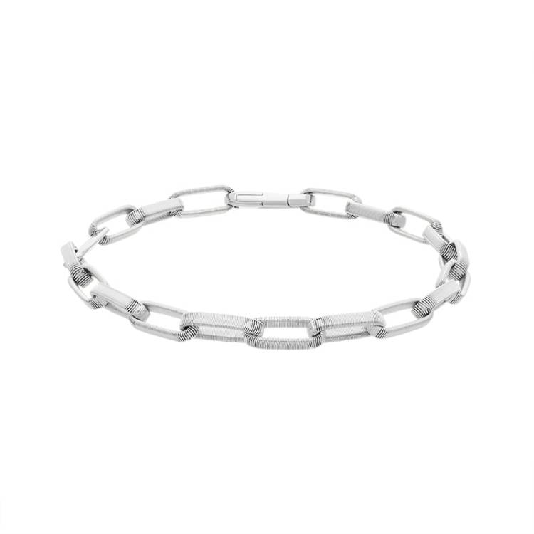 Marco Bicego Uomo 18ct White Gold Unisex Link Bracelet - 21.5cm