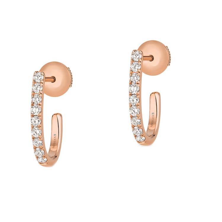 Messika Gatsby 18ct Rose Gold 0.17ct Diamond Pave XS Hoop Earrings - Gold