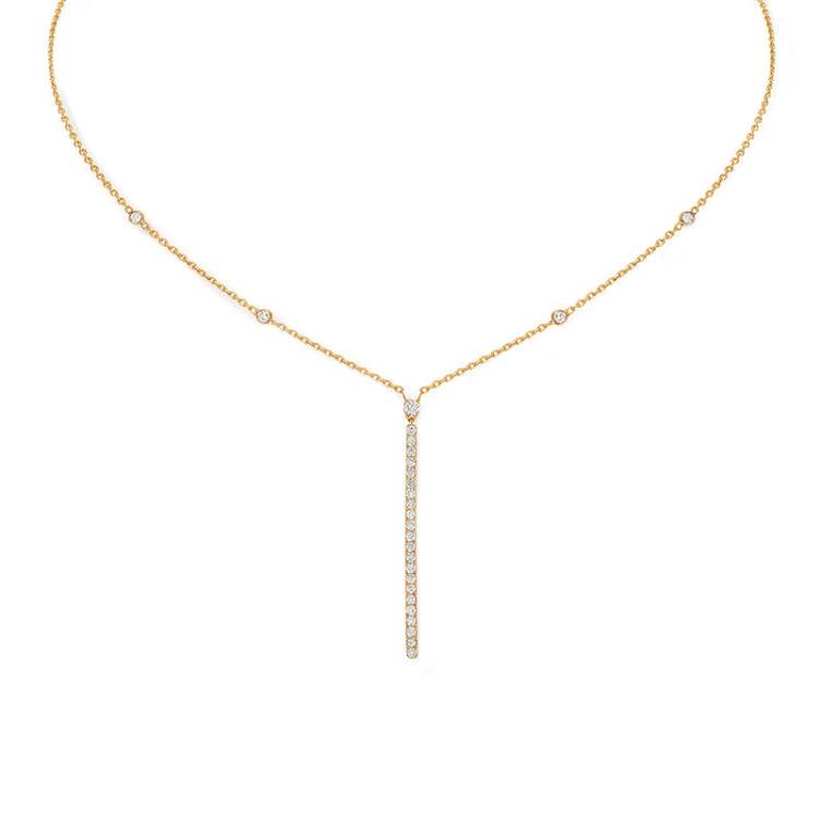 Messika Gatsby 18ct Rose Gold 0.38ct Diamond Vertical Bar Necklace - Gold
