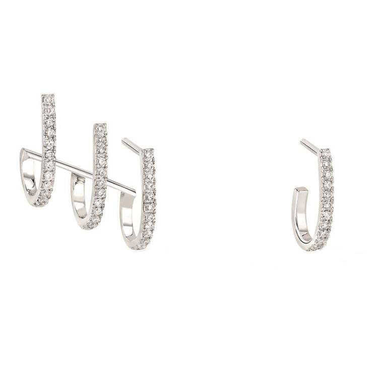 Messika Gatsby 18ct White Gold 0.22ct Diamond Multi-Creoles Asymmetric Hoop Earrings - Gold