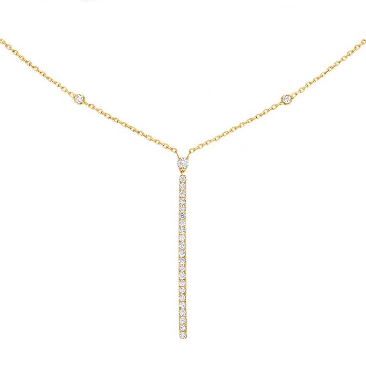 Messika Gatsby 18ct Yellow Gold 0.38ct Diamond Vertical Bar Necklace - Gold