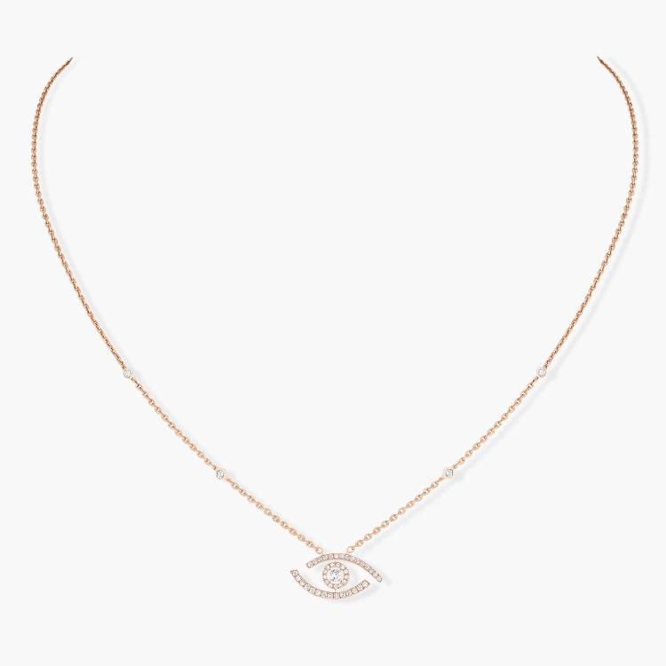 Messika Lucky Eye 18ct Rose Gold 0.30ct Diamond Pave Necklace
