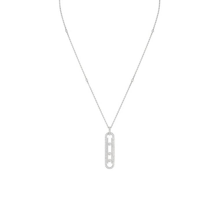 Messika Move 10th 18ct White Gold 0.74ct Diamond Pave Necklace - Gold