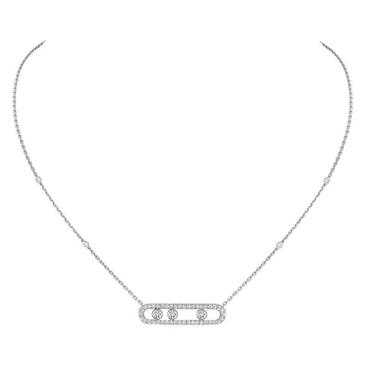 Messika Move 18ct White Gold 0.65ct Diamond Pave Necklace - Gold