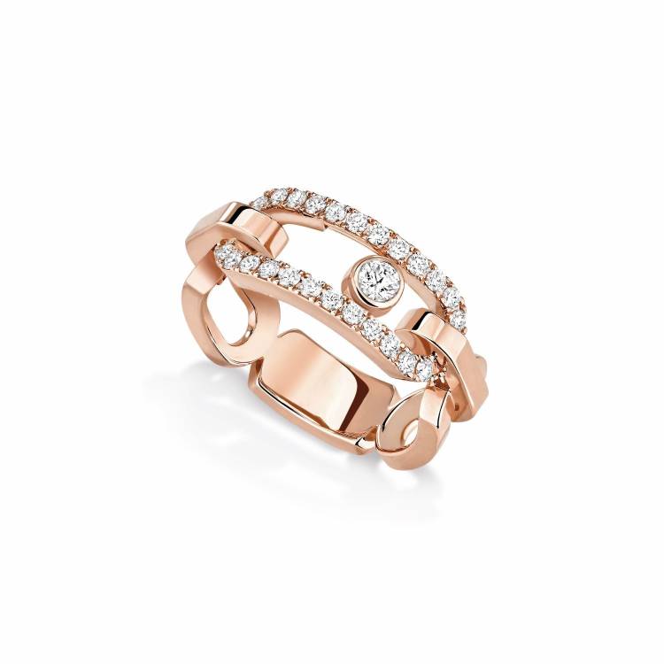 Messika Move Link 18ct Rose Gold Diamond Ring - N