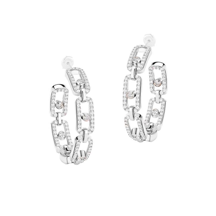 Messika Move Link 18ct White Gold 0.86ct Diamond 2.4cm Hoop Earrings