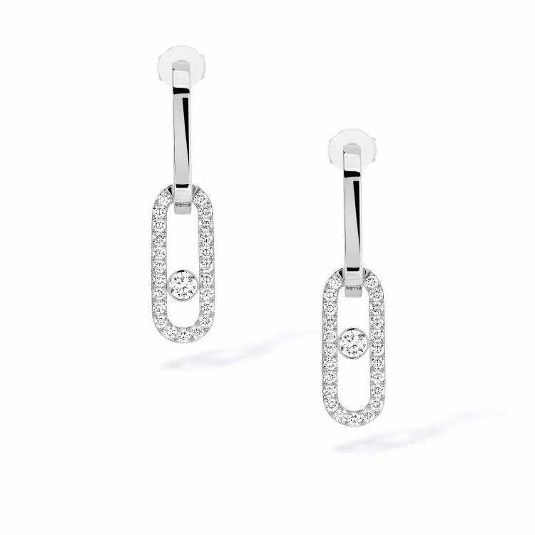 Messika Move Link 18ct White Gold 0.88ct Diamond Drop Earrings