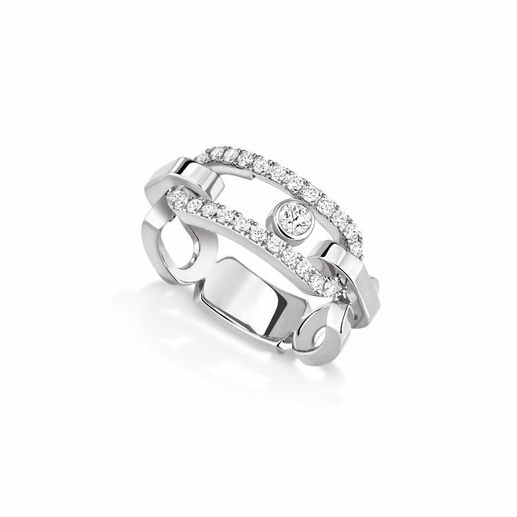 Messika Move Link 18ct White Gold Diamond Ring - O