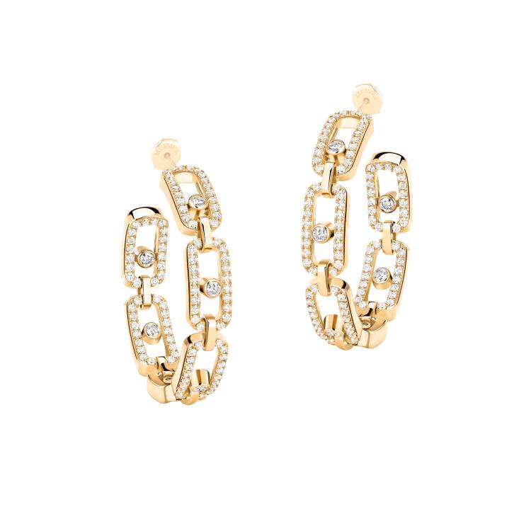 Messika Move Link 18ct Yellow Gold 0.86ct Diamond 2.4cm Hoop Earrings