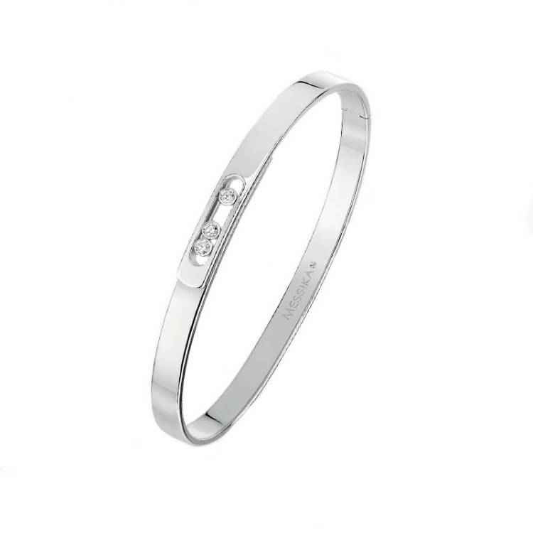 Messika Move Noa 18ct White Gold 0.11ct Diamond Bangle - XL (18.5-19 cm)