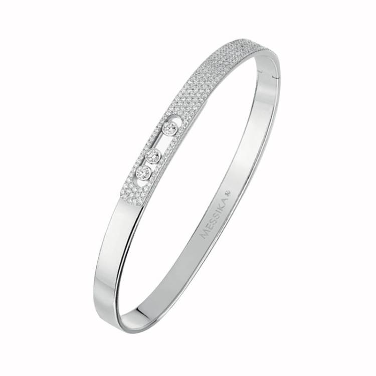 Messika Move Noa Pave 18ct White Gold 0.95ct Diamond Bangle - XL (18.5-19 cm)