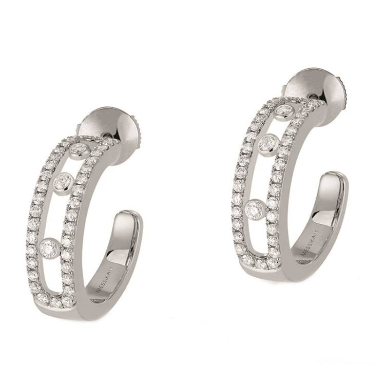 Messika Move Pave 18ct White Gold 0.50ct Diamond Hoop Earrings - Gold
