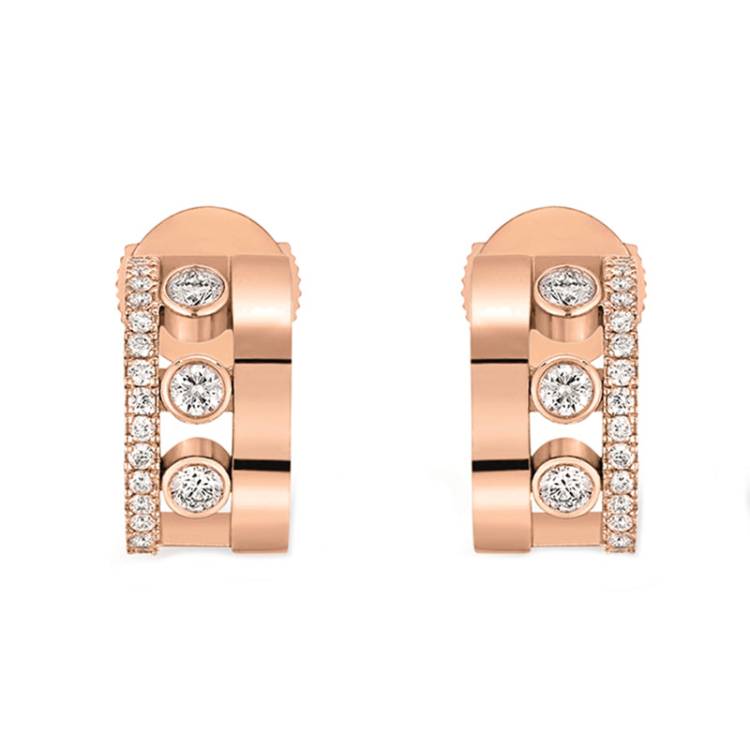 Messika Move Romane 18ct Rose Gold 0.29ct Diamond Mini Hoop Earrings - Gold