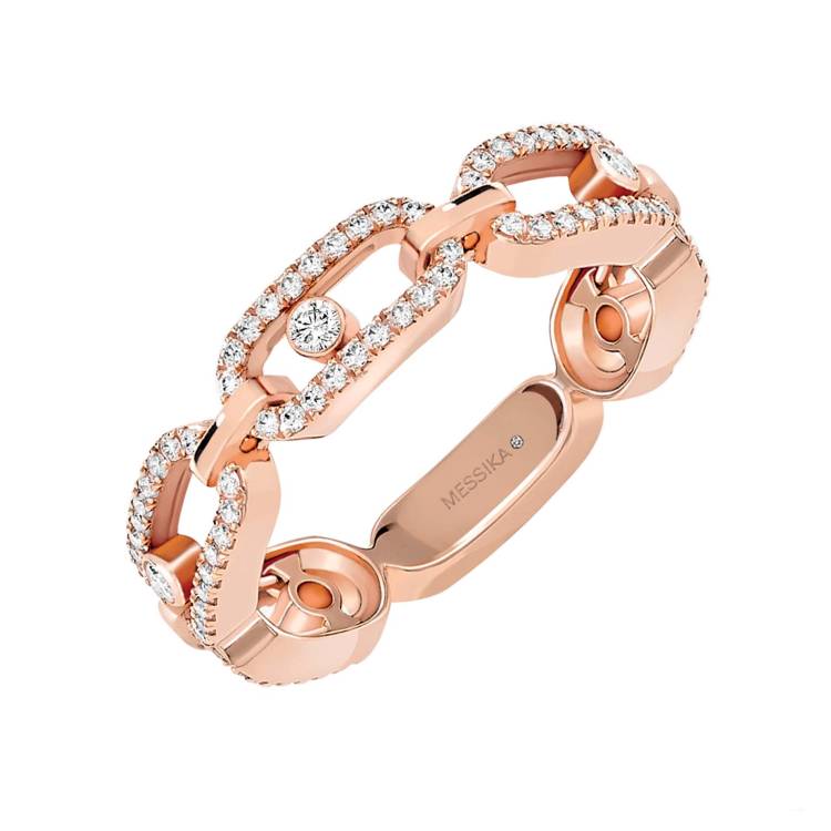 Messika Move Uno 18ct Rose Gold Diamond Multi Pavee Ring - N
