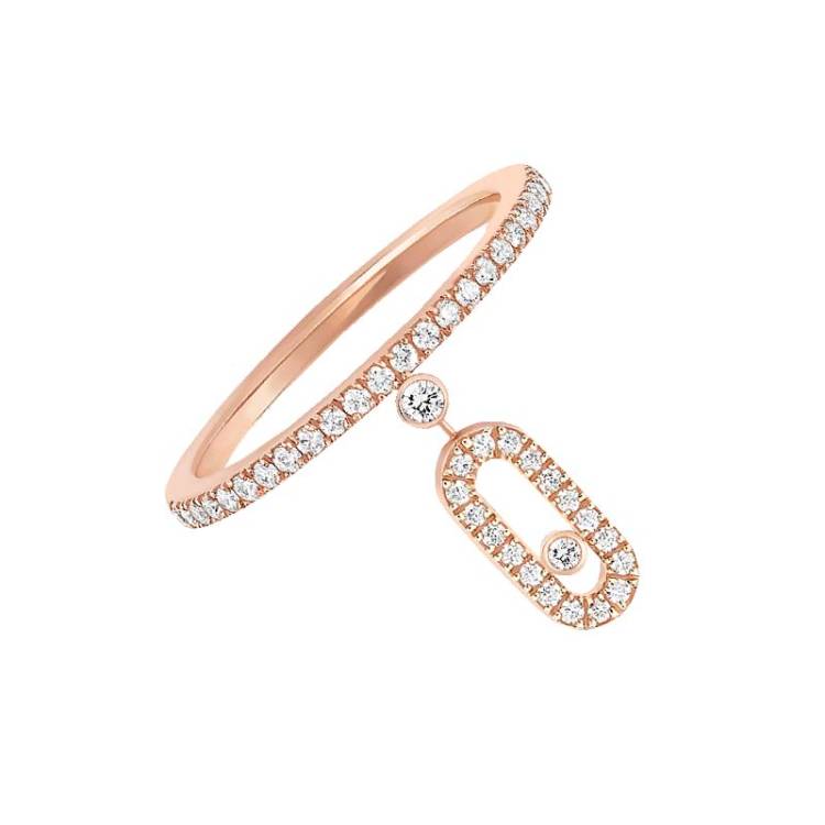 Messika Move Uno 18ct Rose Gold Diamond Pave Drop Ring - L
