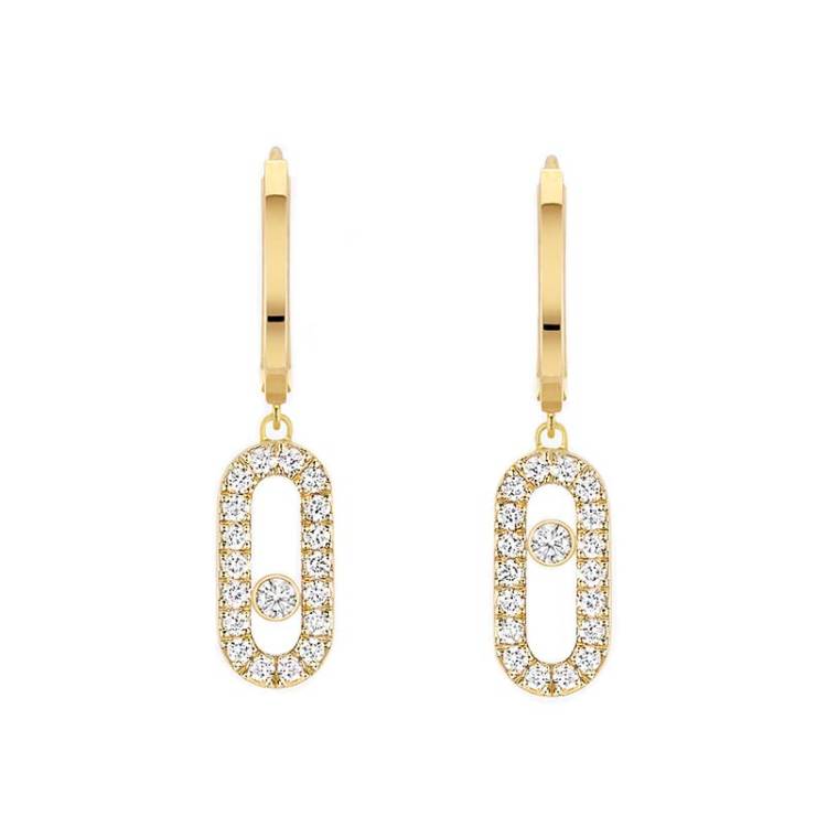 Messika Move Uno 18ct Yellow Gold 0.19ct Diamond Hoop Earrings - Gold