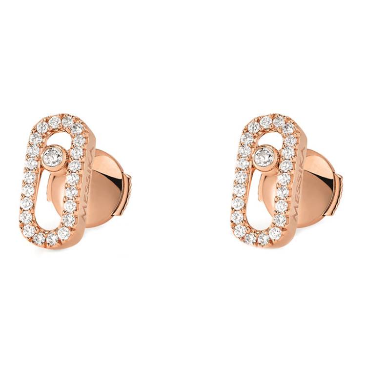 Messika Move Uno 18ct Rose Gold 0.18ct Diamond Stud Earrings - Gold