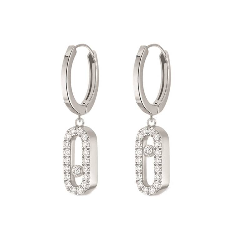 Messika Move Uno 18ct White Gold 0.19ct Diamond Hoop Earrings - Gold