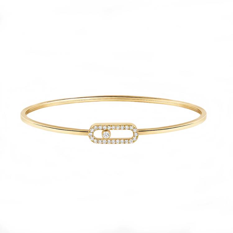 Messika Move Uno 18ct Yellow Gold 0.34ct Diamond Pave Flex Bangle - M (15.5-16cm)