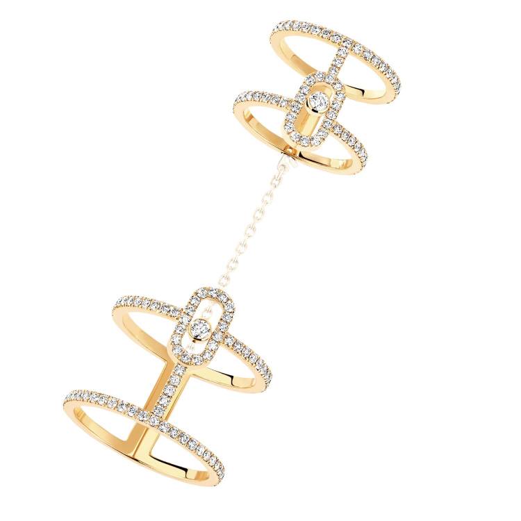 Messika Move Uno 18ct Yellow Gold Diamond Double Ring - L