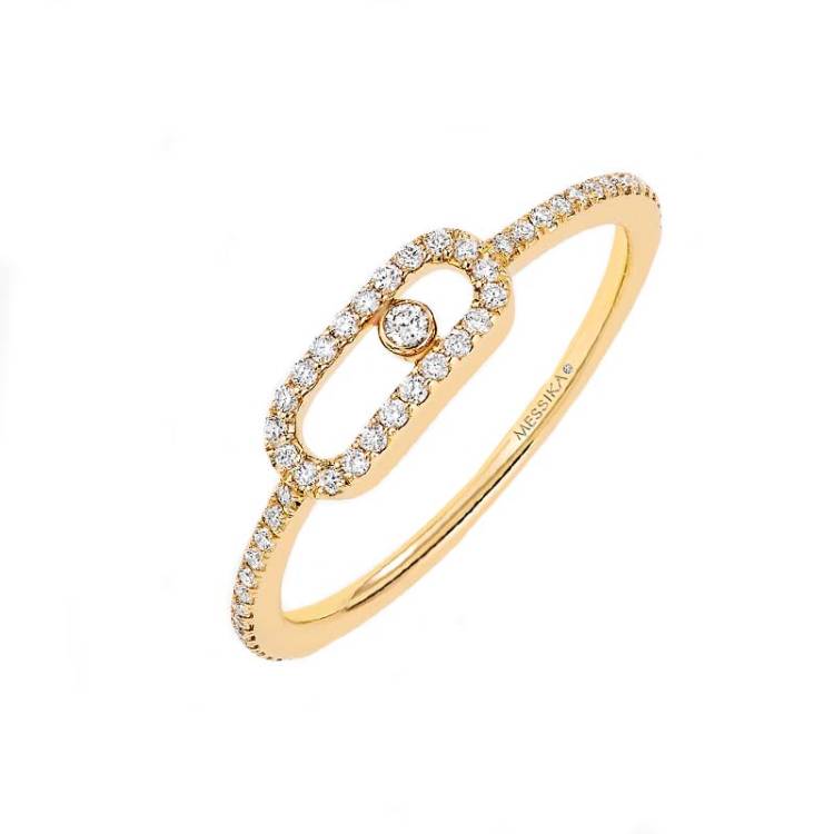 Messika Move Uno Pave 18ct Yellow Gold 0.15ct Diamond Ring - Q