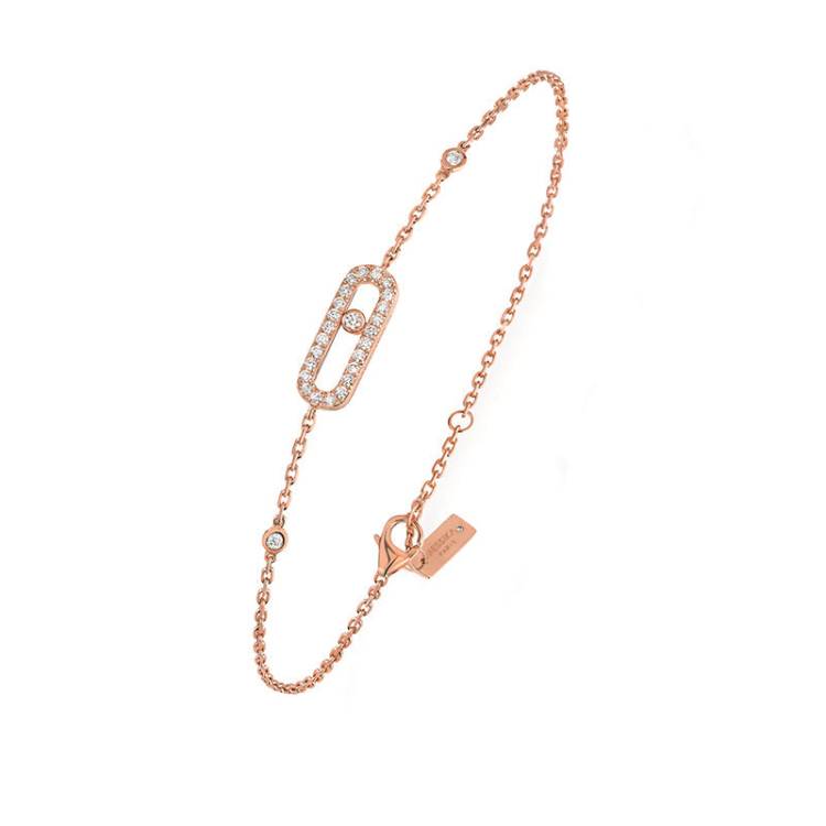 Messika Move Uno Pave 18ct Rose Gold 0.20ct Diamond Bracelet - Gold