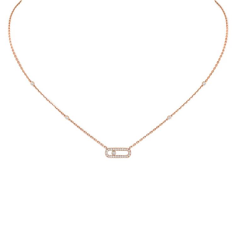 Messika Move Uno Pave 18ct Rose Gold 0.20ct Diamond Necklace - Gold