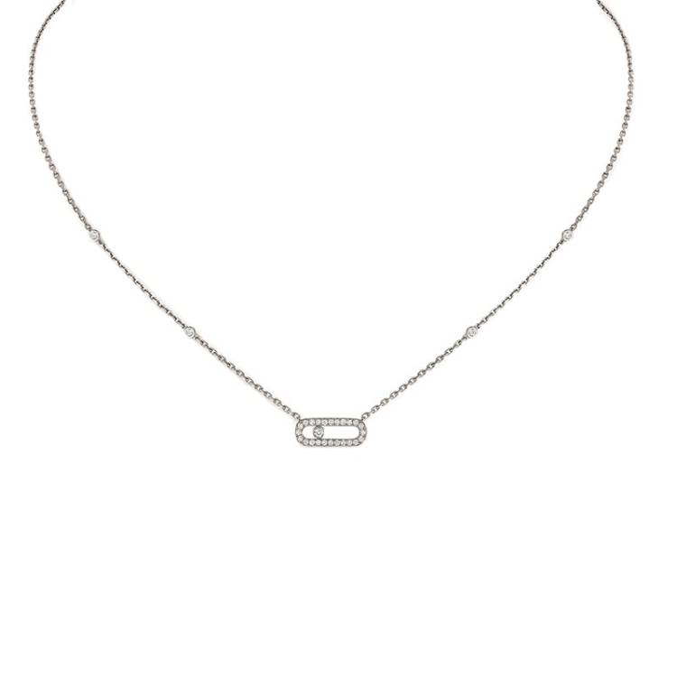 Messika Move Uno Pave 18ct White Gold 0.20ct Diamond Necklace - Gold