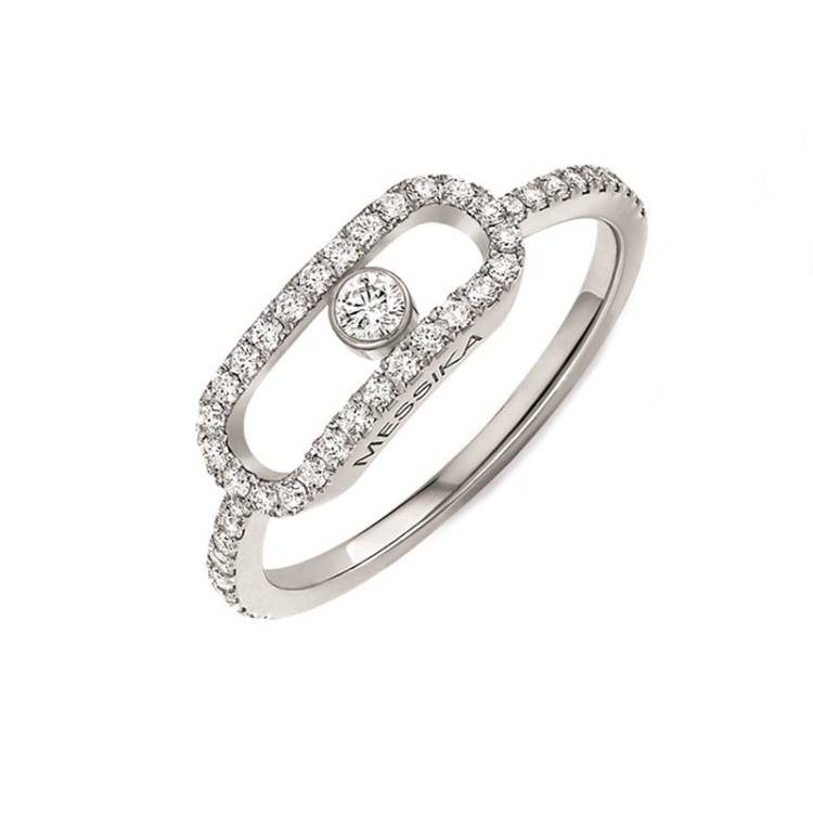 Messika Move Uno Pave XL 18ct White Gold 0.31ct Diamond Ring - O