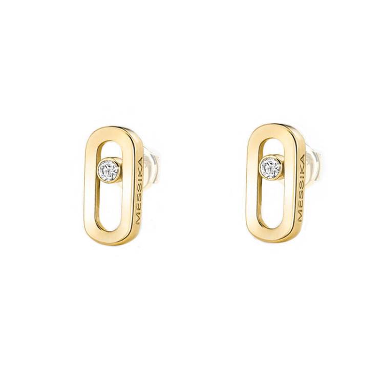 Messika Move Uno Plain 18ct Yellow Gold Diamond Stud Earrings - Gold