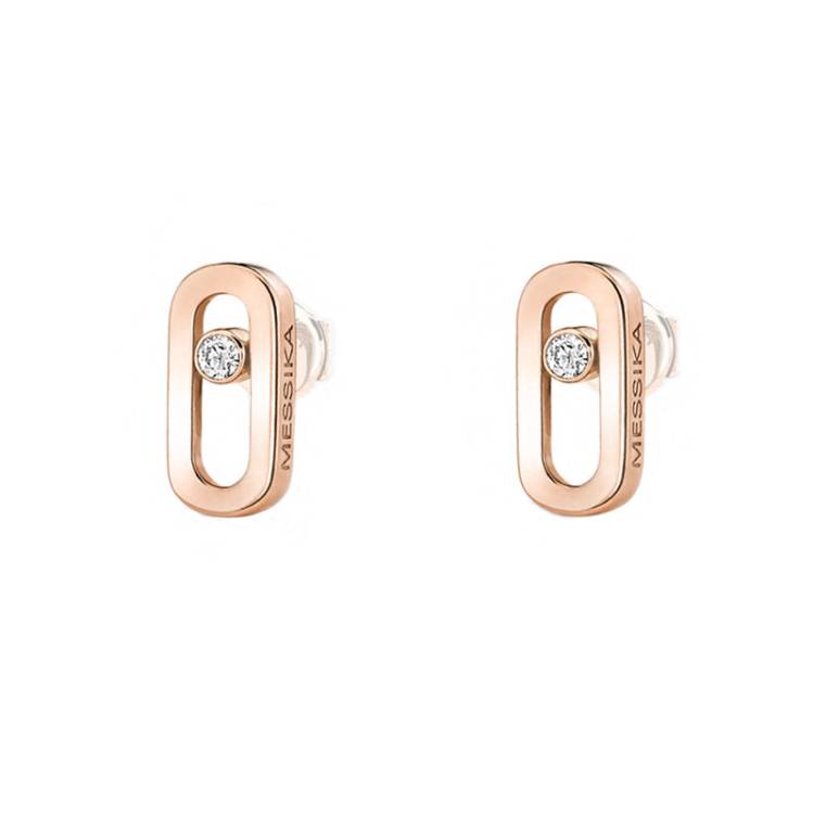 Messika Move Uno Plain 18ct Rose Gold Diamond Stud Earrings - Gold