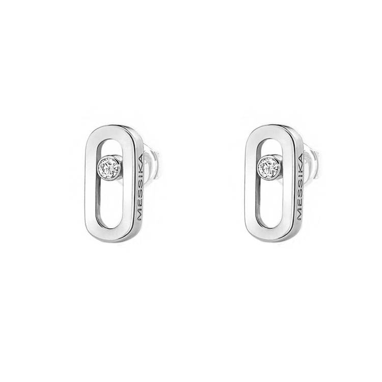 Messika Move Uno Plain 18ct White Gold Diamond Stud Earrings - Gold