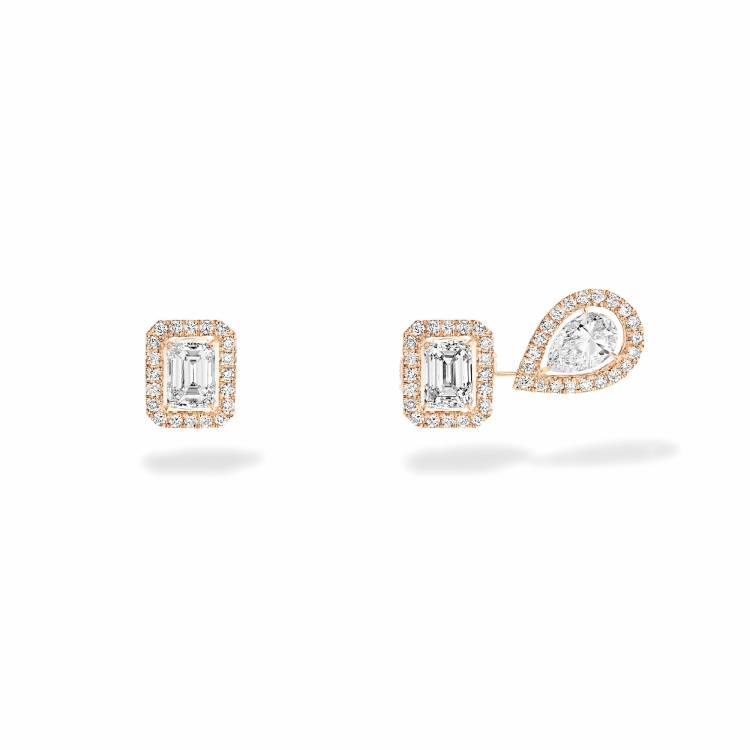 Messika My Twin 1 + 2 18ct Rose Gold 0.81ct Diamond Stud Earrings