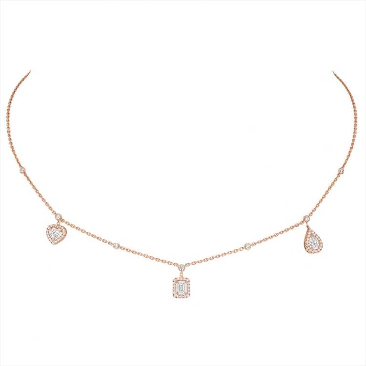 Messika My Twin 18ct Rose Gold 0.76ct Diamond Trio Necklace - Gold