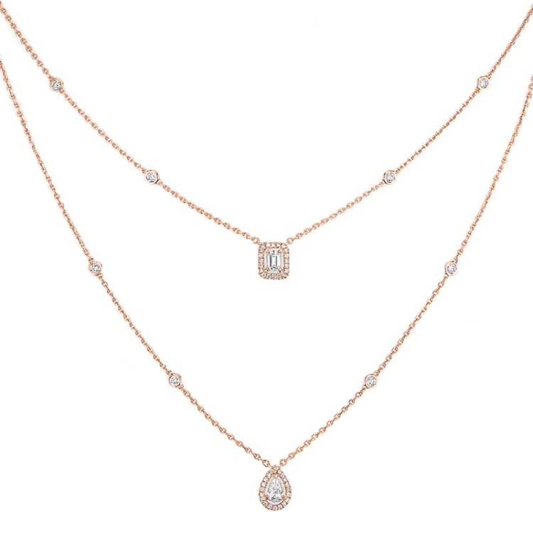 Messika My Twin 18ct Rose Gold 0.80ct Diamond Two Row Necklace - Gold