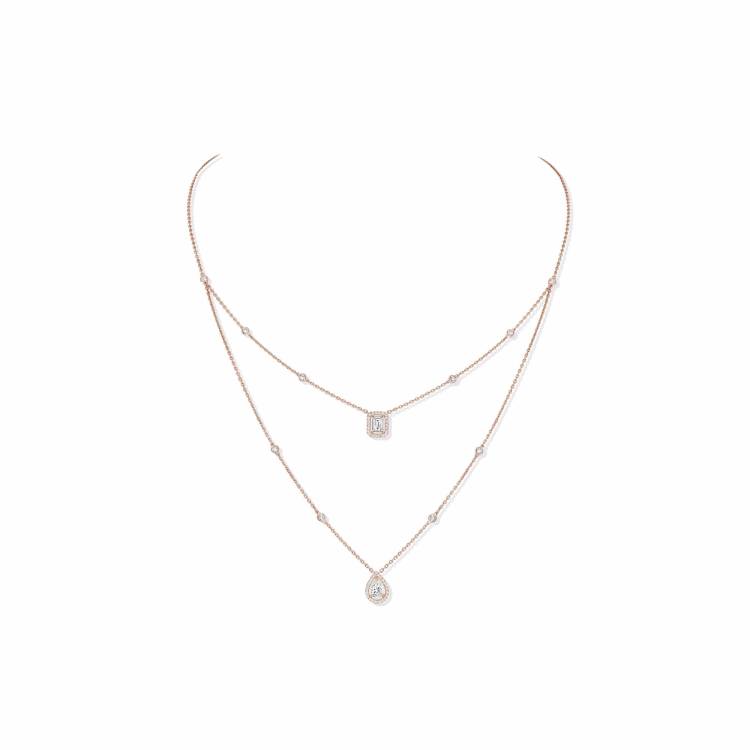 Messika My Twin 18ct Rose Gold 1.24ct Diamond Two Row Necklace