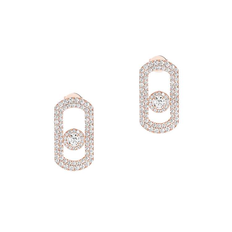 Messika So Move 18ct Rose Gold 1.30ct Diamond Pave Stud Earrings