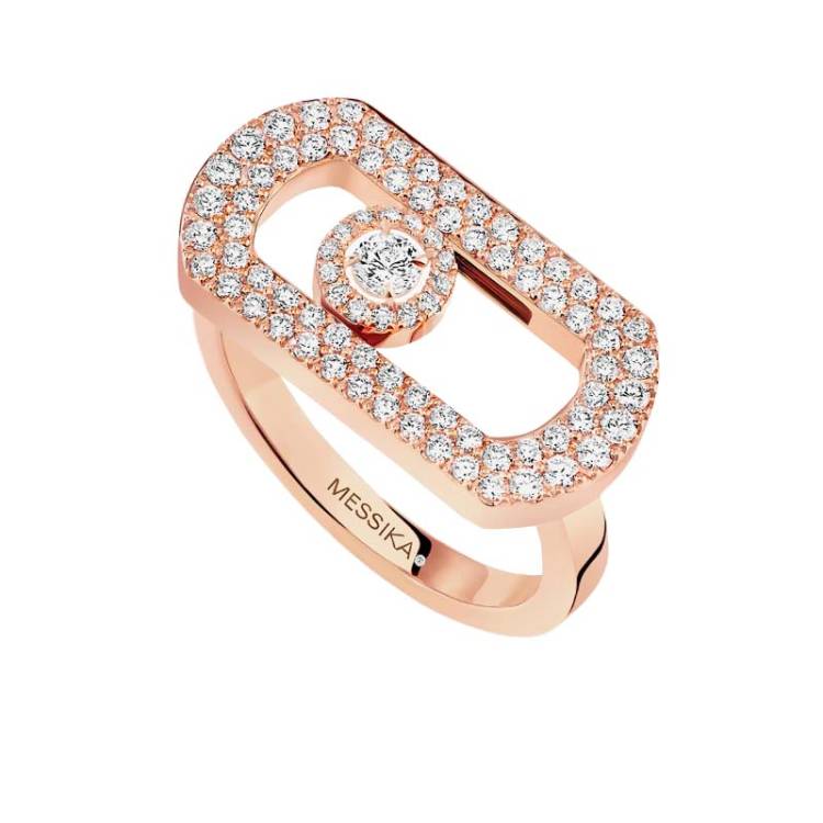 Messika So Move 18ct Rose Gold Diamond Pave Ring - Q