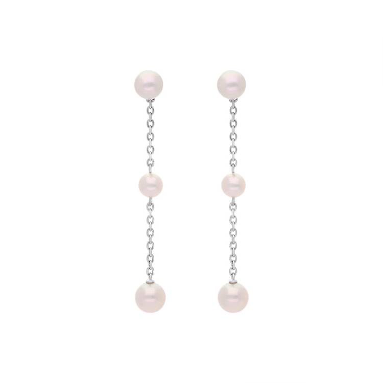 Mikimoto 18ct White Gold Akoya Pearl Drop Earrings - White Gold