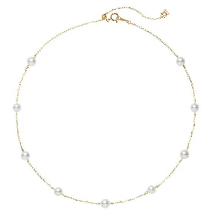 Mikimoto 18ct Yellow Gold White Akoya Pearl Necklace