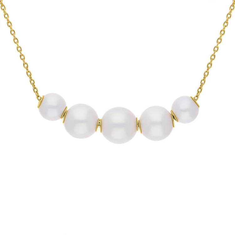 Mikimoto Jewels In Motion 18ct Yellow Gold White Akoya Pearl Necklace
