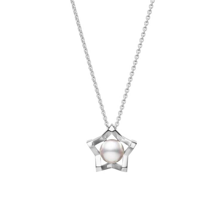 Mikimoto M Collection 18ct White Gold White Akoya Pearl Star Pendant - White Gold