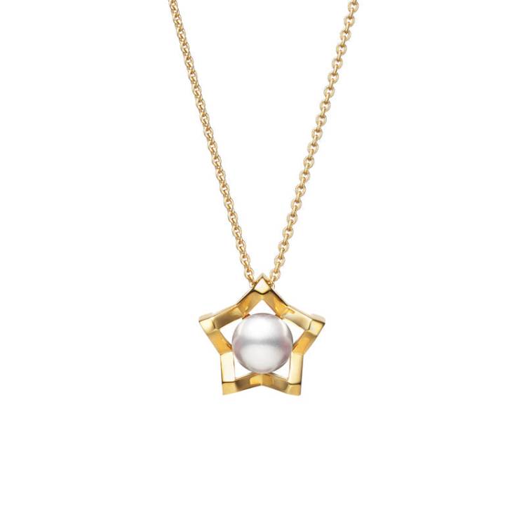 Mikimoto M Collection 18ct Yellow Gold White Akoya Pearl Star Pendant - Yellow Gold
