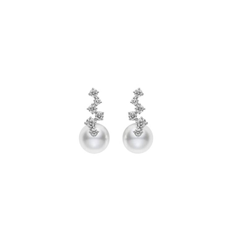 Mikimoto Starry Night 18ct White Gold Akoya Pearl Diamond Earrings