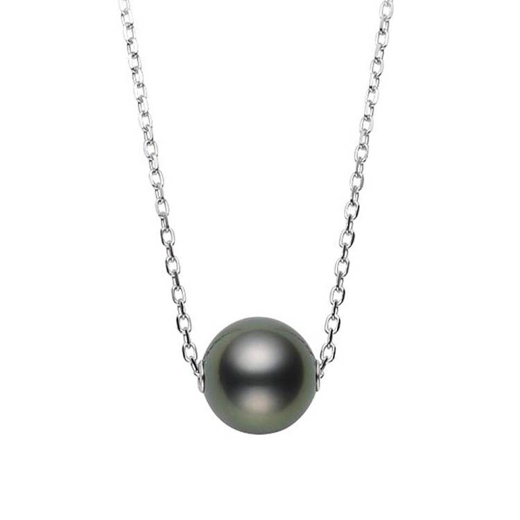 Mikimoto 18ct White Gold 10 - 11mm Black South Sea Pearl Necklace - Option1 Value White Gold