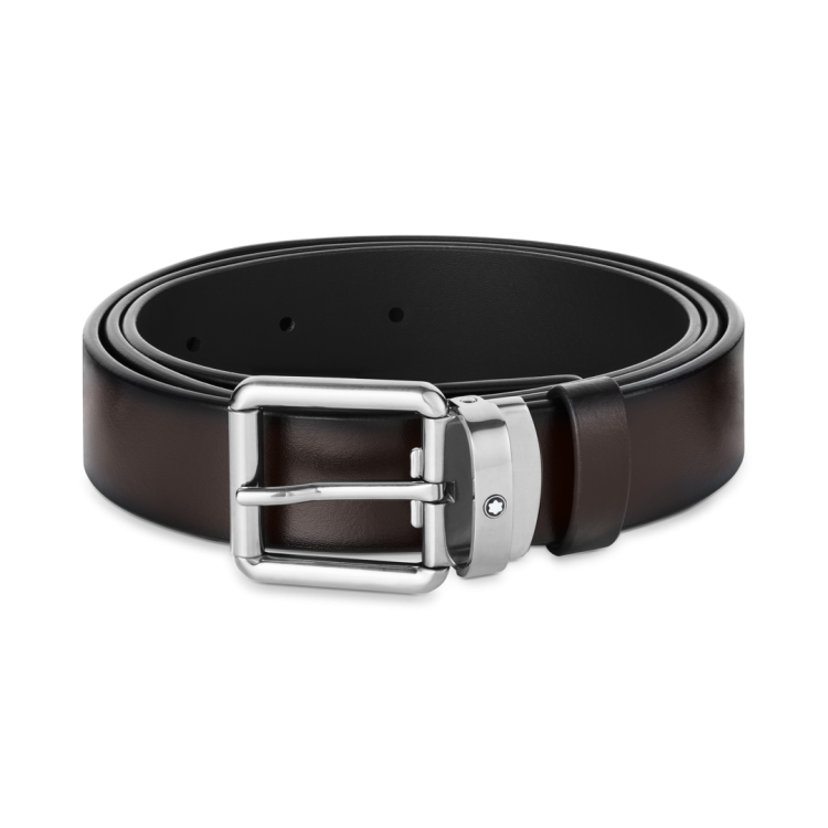 Montblanc 30mm Pin Buckle Vintage Palladium Leather Belt Brown