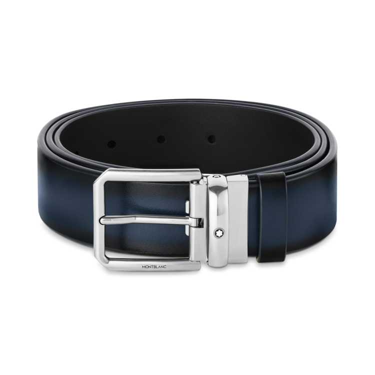 Montblanc 35mm Leather Pin Buckle Belt Blue D