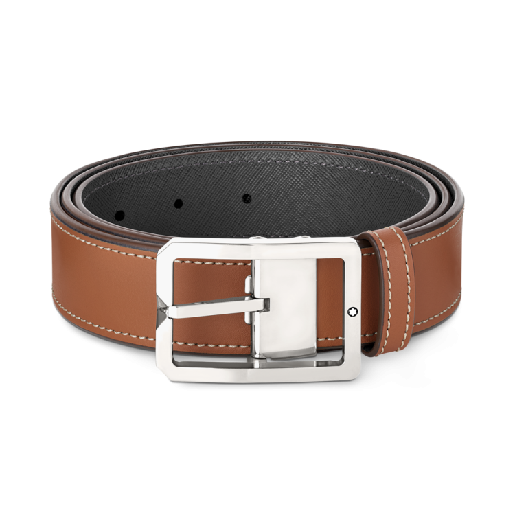 Montblanc Belt Vintage Palladium Reversible Tan/Grey D